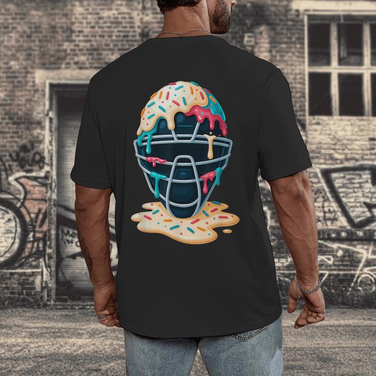 Baseball Catcher Mask Ice Cream Dripping Baseball Boy Youth Men's Back Print T-Shirt Baseball Catcher Mask Ice Cream Dripping Baseball Boy Youth Men's Back Print T-Shirt