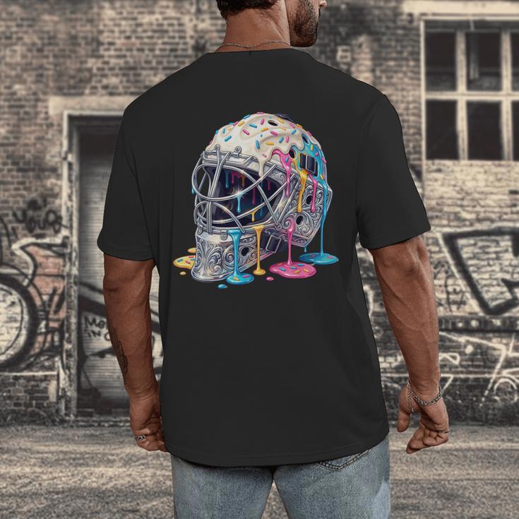 Baseball Catcher Mask Ice Cream Dripping Baseball Boys Men's Back Print T-Shirt Baseball Catcher Mask Ice Cream Dripping Baseball Boys Men's Back Print T-Shirt