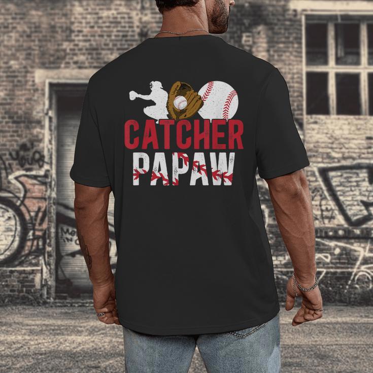 Baseball Catcher Papaw Proud Papaw Of A Baseball Catcher Men's Back Print T-Shirt