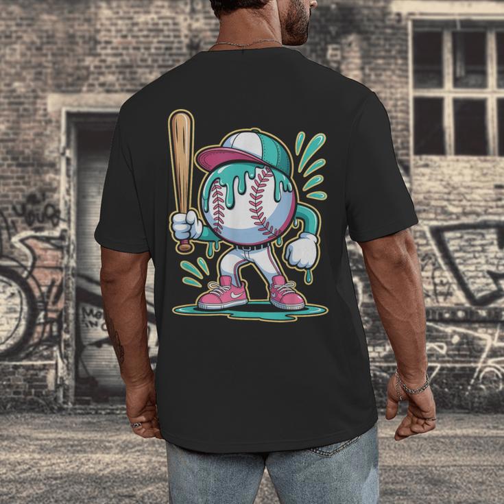 Baseball Character Cartoon Batter Drip Style Women Men Men's Back Print T-Shirt Baseball Character Cartoon Batter Drip Style Women Men Men's Back Print T-Shirt