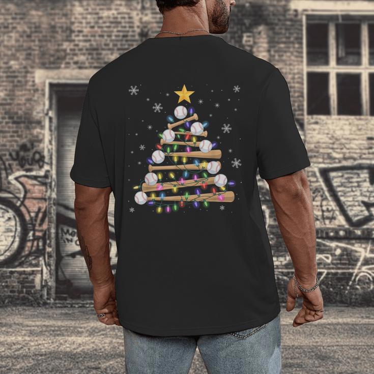 Baseball Christmas Tree Light Xmas Baseball Boys Kids Men's Back Print T-Shirt Baseball Christmas Tree Light Xmas Baseball Boys Kids Men's Back Print T-Shirt