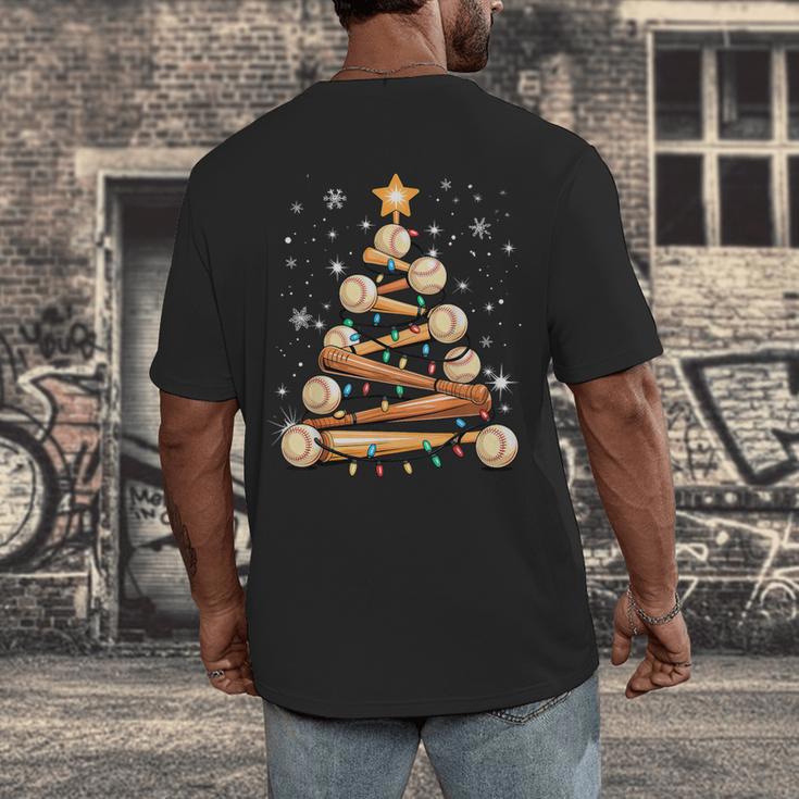 Baseball Christmas Tree Light Xmas Baseball Men's Back Print T-Shirt Baseball Christmas Tree Light Xmas Baseball Men's Back Print T-Shirt