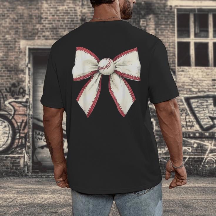 Baseball Coquette Bow Cute Baseball Game Men's Back Print T-Shirt Baseball Coquette Bow Cute Baseball Game Men's Back Print T-Shirt
