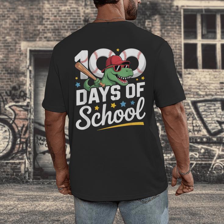 Baseball Dinosaur 100 Days Of School Kids Theme Men's Back Print T-Shirt