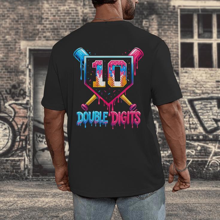 Baseball Drip 10th Birthday Boy Double Digits Ice Cream Drip Men's Back Print T-Shirt Baseball Drip 10th Birthday Boy Double Digits Ice Cream Drip Men's Back Print T-Shirt