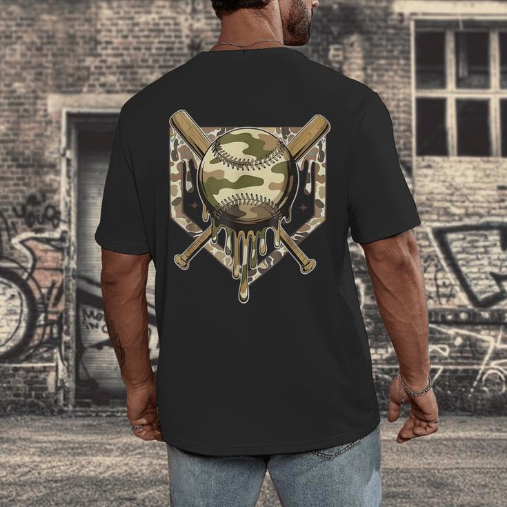 Baseball Drip For Boys Ice Cream Dripping Boys Baseball Camo Men's Back Print T-Shirt Baseball Drip For Boys Ice Cream Dripping Boys Baseball Camo Men's Back Print T-Shirt