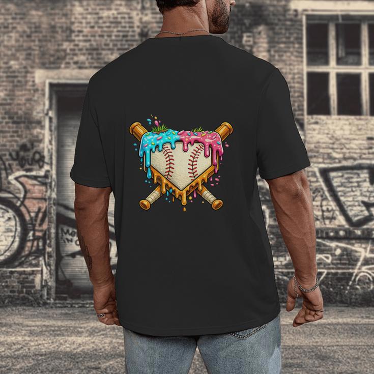 Baseball Drip For Boys Ice Cream Dripping Baseball Sport Men's Back Print T-Shirt Baseball Drip For Boys Ice Cream Dripping Baseball Sport Men's Back Print T-Shirt