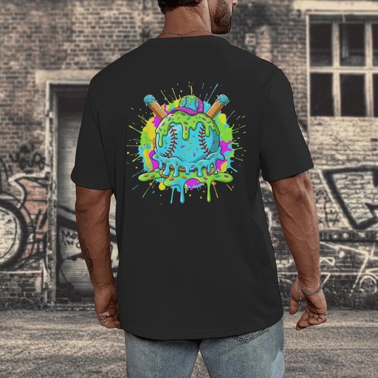 Baseball Drip For Boys Ice Cream Drip Youth Boys Baseball Men's Back Print T-Shirt