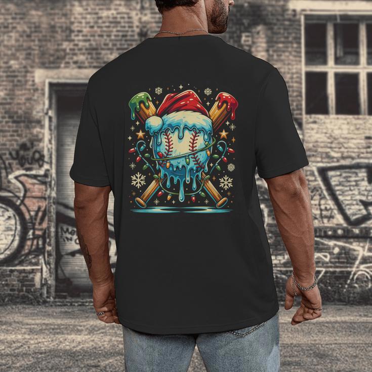 Baseball Drip Boys Youth Santa Christmas Baseball Men's Back Print T-Shirt Baseball Drip Boys Youth Santa Christmas Baseball Men's Back Print T-Shirt