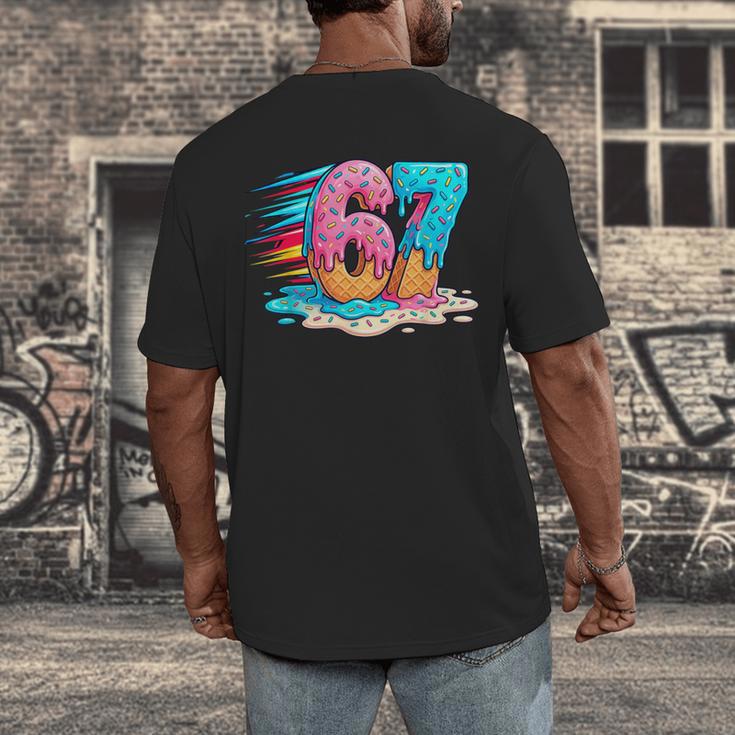 Baseball Drip Ice Cream 67 Graffiti Splash Melt Men's Back Print T-Shirt Baseball Drip Ice Cream 67 Graffiti Splash Melt Men's Back Print T-Shirt