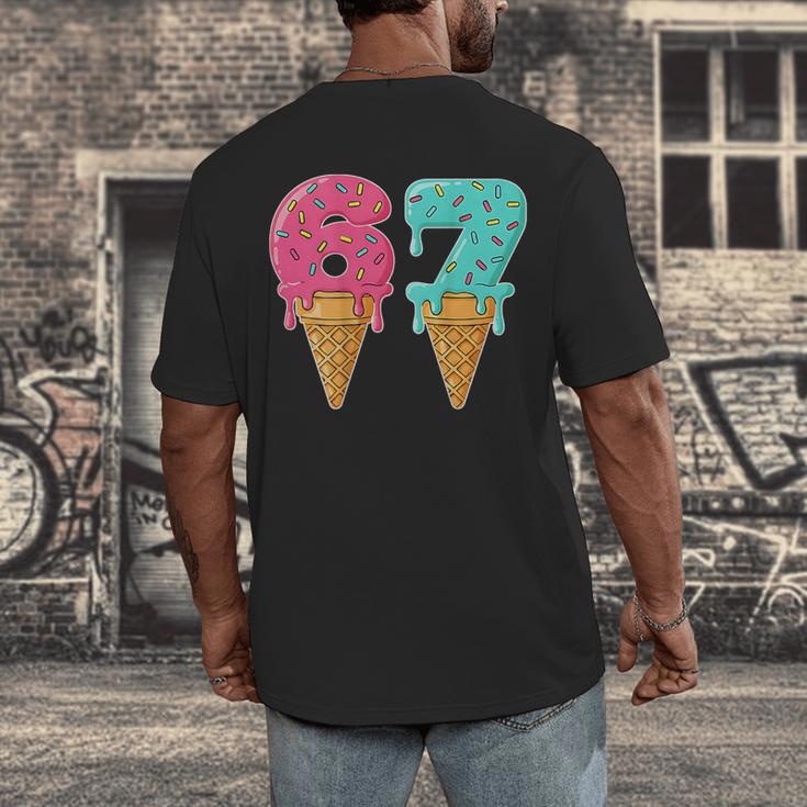 Baseball Drip Ice Cream 67 Baseball Men's Back Print T-Shirt
