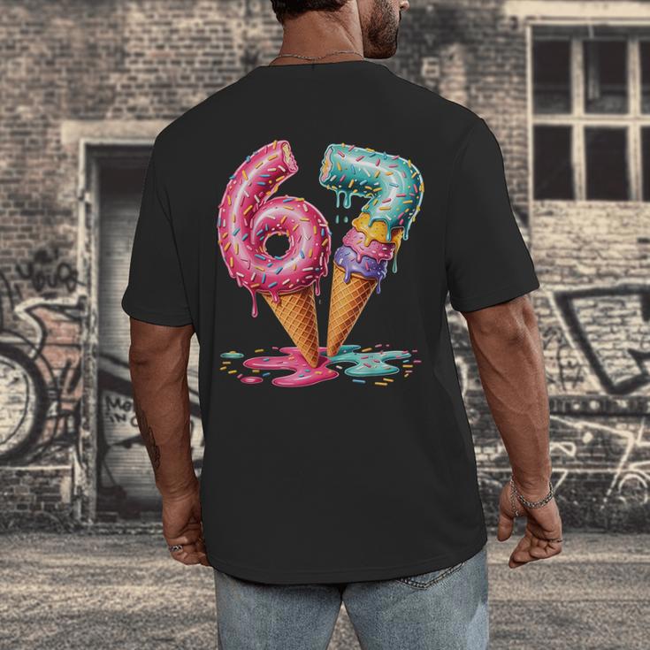 Baseball Drip Ice Cream 67 Men's Back Print T-Shirt