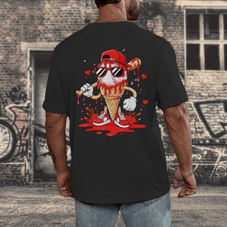 Baseball Drip Ice Cream Apparel Youth Boys Valentines Men's Back Print T-Shirt