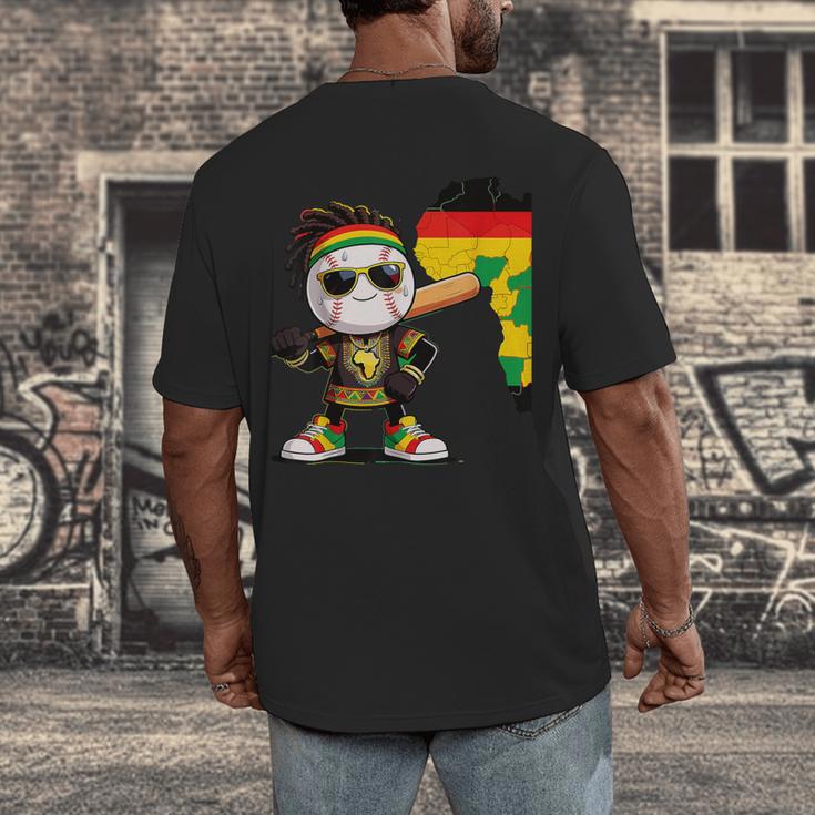 Baseball Drip Ice Cream Boys Youth Kids History Month Men's Back Print T-Shirt