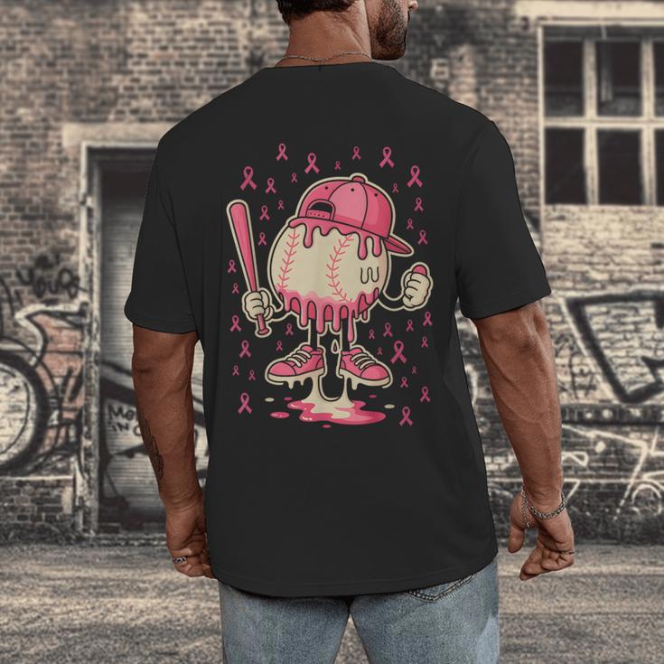 Baseball Drip Ice Cream Breast Cancer Awareness Boys & Girls Men's Back Print T-Shirt Baseball Drip Ice Cream Breast Cancer Awareness Boys & Girls Men's Back Print T-Shirt