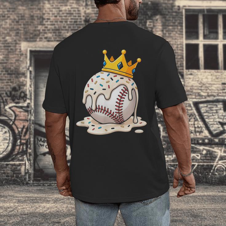 Baseball Drip Ice Cream Crown Melt Graphic Men's Back Print T-Shirt