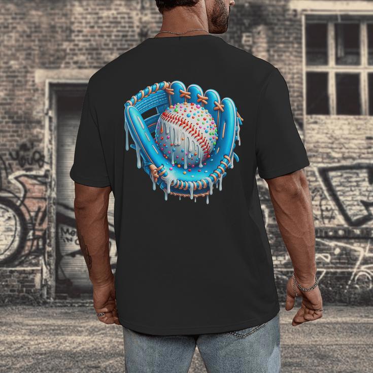 Baseball Drip Ice Cream Glove With Sprinkles Ball Boys Youth Men's Back Print T-Shirt Baseball Drip Ice Cream Glove With Sprinkles Ball Boys Youth Men's Back Print T-Shirt