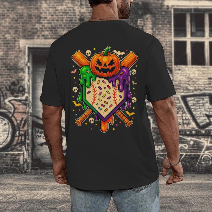 Baseball Drip Ice Cream Drip Halloween Baseball Lovers Men's Back Print T-Shirt Baseball Drip Ice Cream Drip Halloween Baseball Lovers Men's Back Print T-Shirt