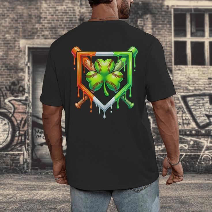Baseball Drip Ice Cream St Patricks Day Shamrock Lucky Men's Back Print T-Shirt Baseball Drip Ice Cream St Patricks Day Shamrock Lucky Men's Back Print T-Shirt