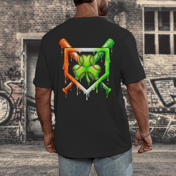 Baseball Drip Ice Cream St Patricks Day Shamrock Men's Back Print T-Shirt Baseball Drip Ice Cream St Patricks Day Shamrock Men's Back Print T-Shirt