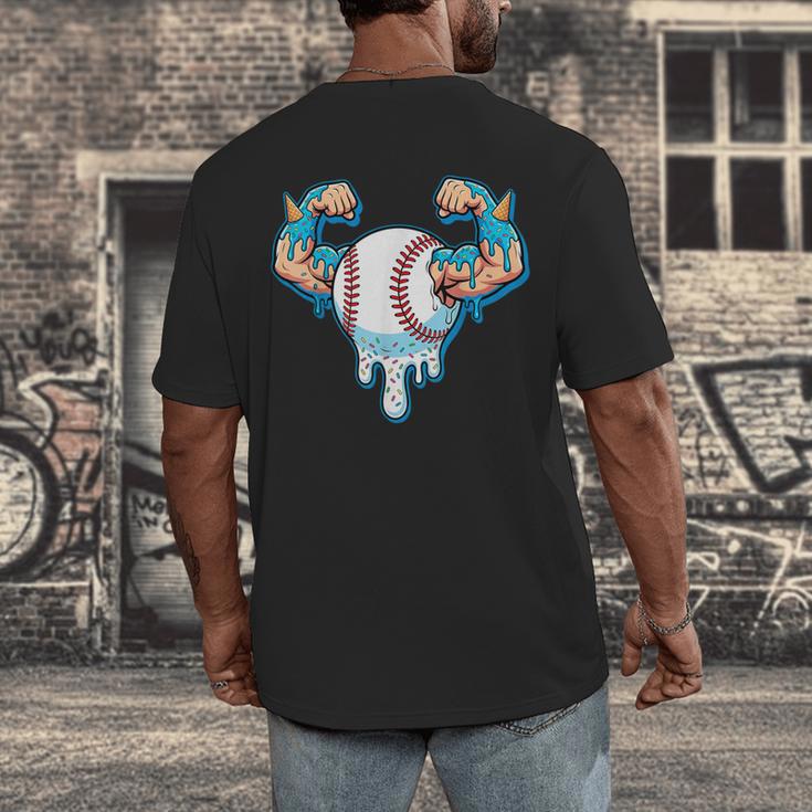 Baseball Drip Ice Cream Strong Character Men's Back Print T-Shirt Baseball Drip Ice Cream Strong Character Men's Back Print T-Shirt