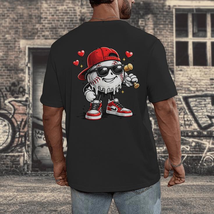 Baseball Drip Ice Cream Valentine’s Day Boys Kids Men's Back Print T-Shirt