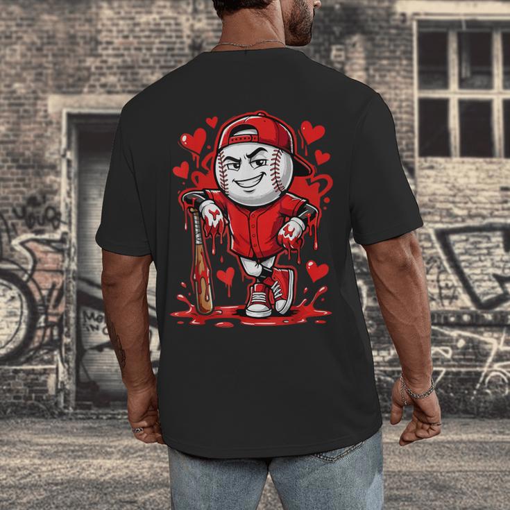 Baseball Drip Icecream Heart Red Valentine Day Boys Kids Men's Back Print T-Shirt Baseball Drip Icecream Heart Red Valentine Day Boys Kids Men's Back Print T-Shirt