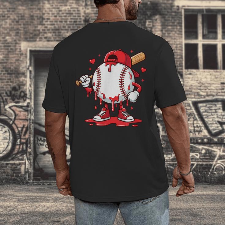 Baseball Drip Icecream Men Boy Valentine Men's Back Print T-Shirt Baseball Drip Icecream Men Boy Valentine Men's Back Print T-Shirt