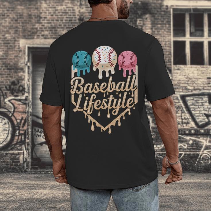 Baseball Drip Icecream Men's Back Print T-Shirt Baseball Drip Icecream Men's Back Print T-Shirt