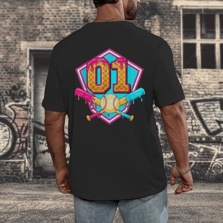 Baseball Drip Jersey Number 1 For Players & 1th Birthday Men's Back Print T-Shirt