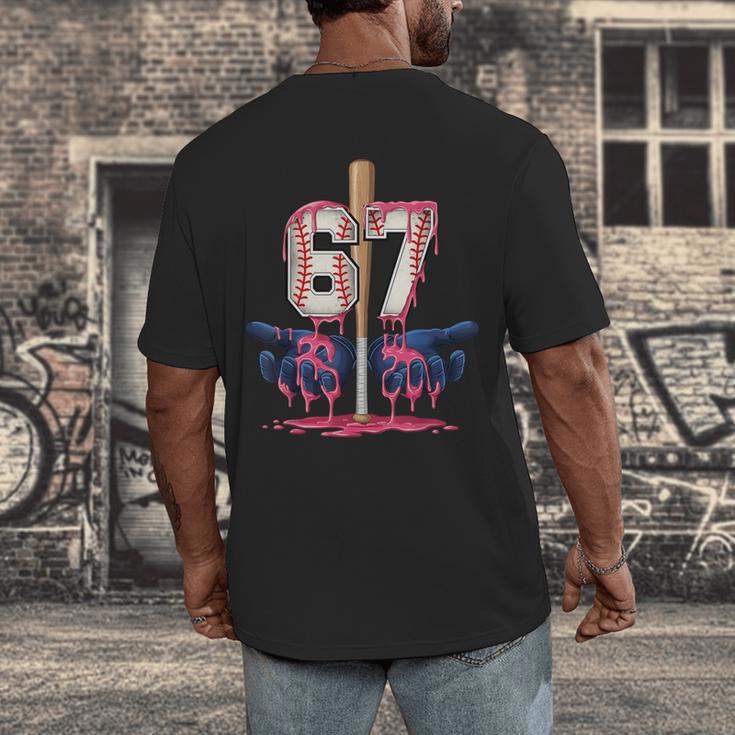 Baseball Drip Shirt Youth Baseball Glove Drip Ice Cream Men's Back Print T-Shirt