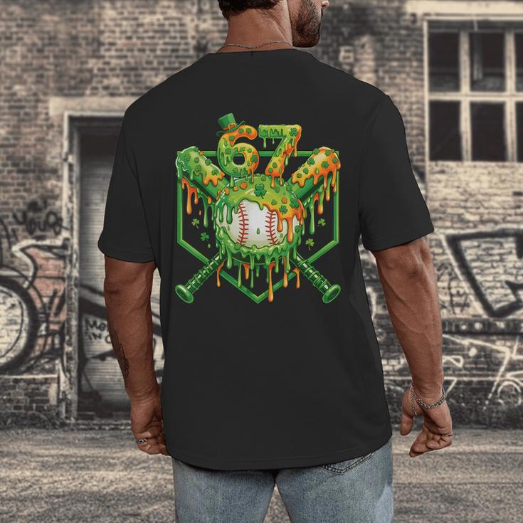 Baseball Drip St Patricks Day Boys Baseball St Patricks Day Men's Back Print T-Shirt