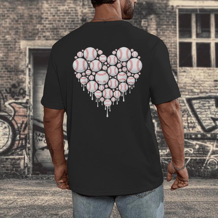 Baseball Heart Drip Valentine's Day Baseball Lover Boys Men Men's Back Print T-Shirt