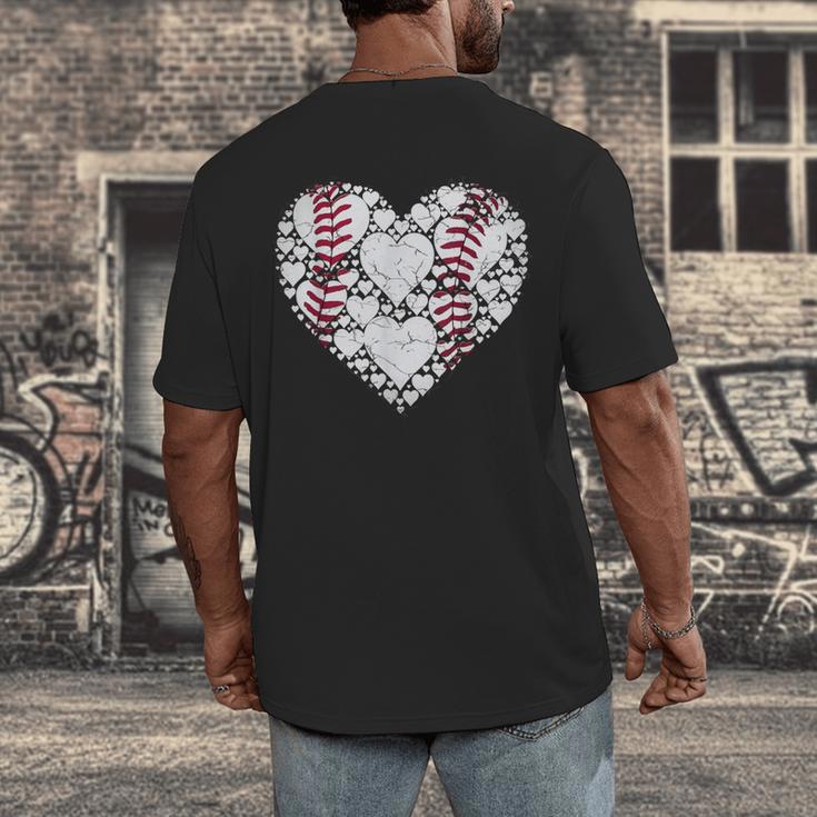 Baseball Heart Love Game Sports Fan Game Day Men's Back Print T-Shirt Baseball Heart Love Game Sports Fan Game Day Men's Back Print T-Shirt