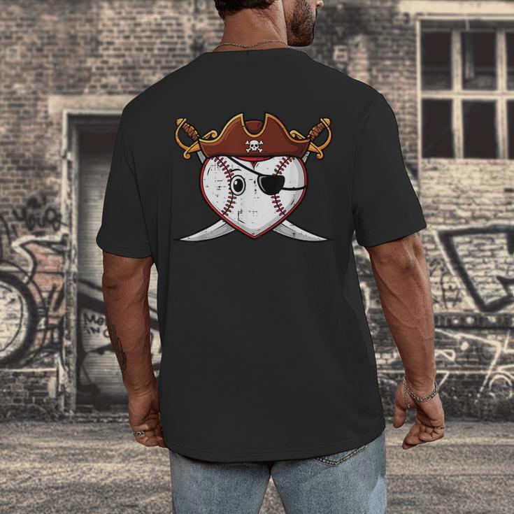 Baseball Heart Pirate Hat Crossed Swords Men Boys Kids Youth Men's Back Print T-Shirt Baseball Heart Pirate Hat Crossed Swords Men Boys Kids Youth Men's Back Print T-Shirt