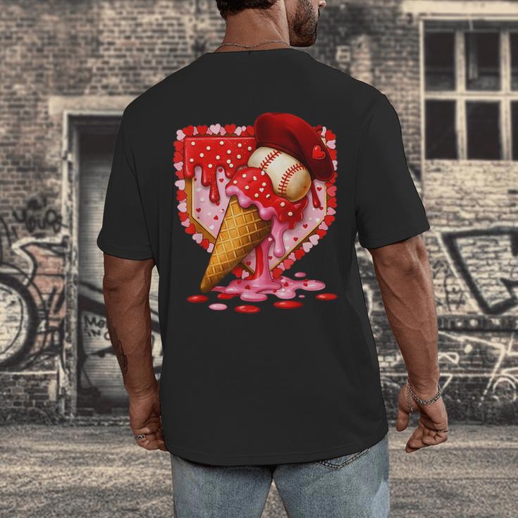 Baseball Heart Valentine Baseball Ice Cream Drip Boys Girls Men's Back Print T-Shirt Baseball Heart Valentine Baseball Ice Cream Drip Boys Girls Men's Back Print T-Shirt