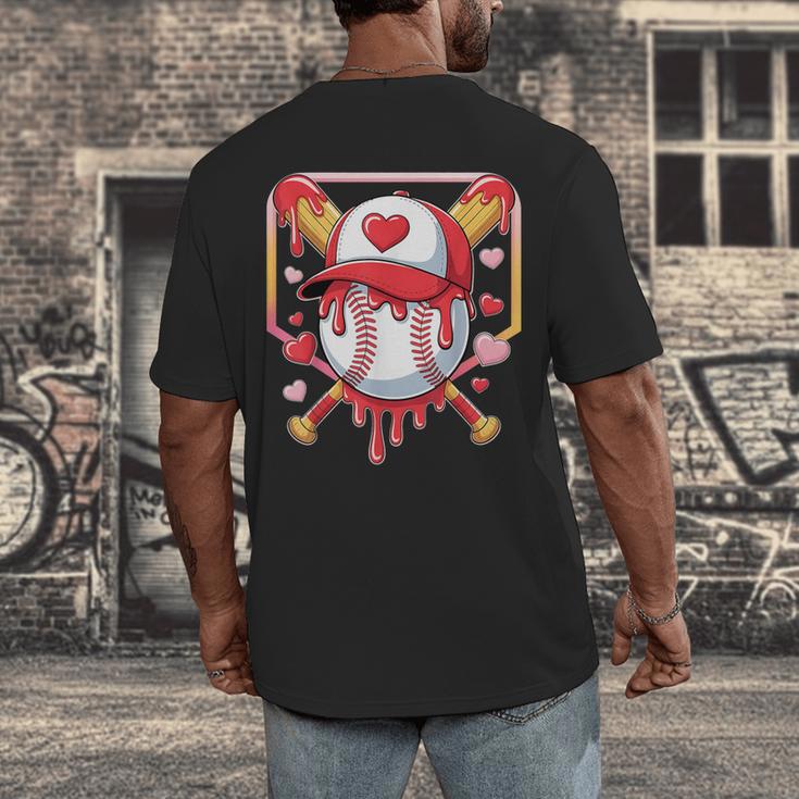 Baseball Heart Valentines Day Baseball Ice Cream Drip Boys Men's Back Print T-Shirt Baseball Heart Valentines Day Baseball Ice Cream Drip Boys Men's Back Print T-Shirt