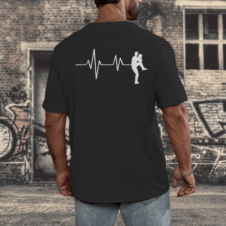 Baseball Heartbeat Pitcher Position Simple Line Art Men's Back Print T-Shirt Baseball Heartbeat Pitcher Position Simple Line Art Men's Back Print T-Shirt