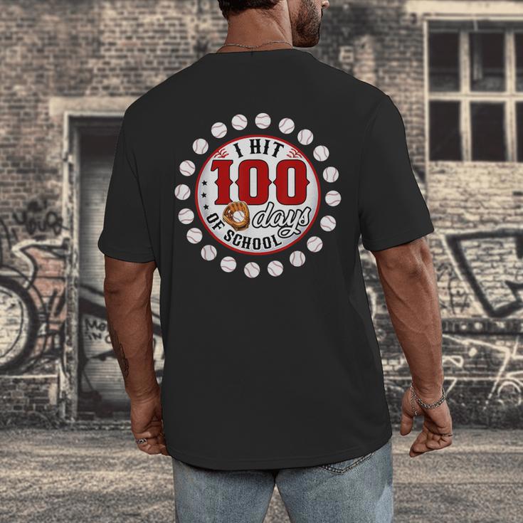 Baseball I Hit 100 Days Of School Baseball Player Kids Boys Men's Back Print T-Shirt Baseball I Hit 100 Days Of School Baseball Player Kids Boys Men's Back Print T-Shirt