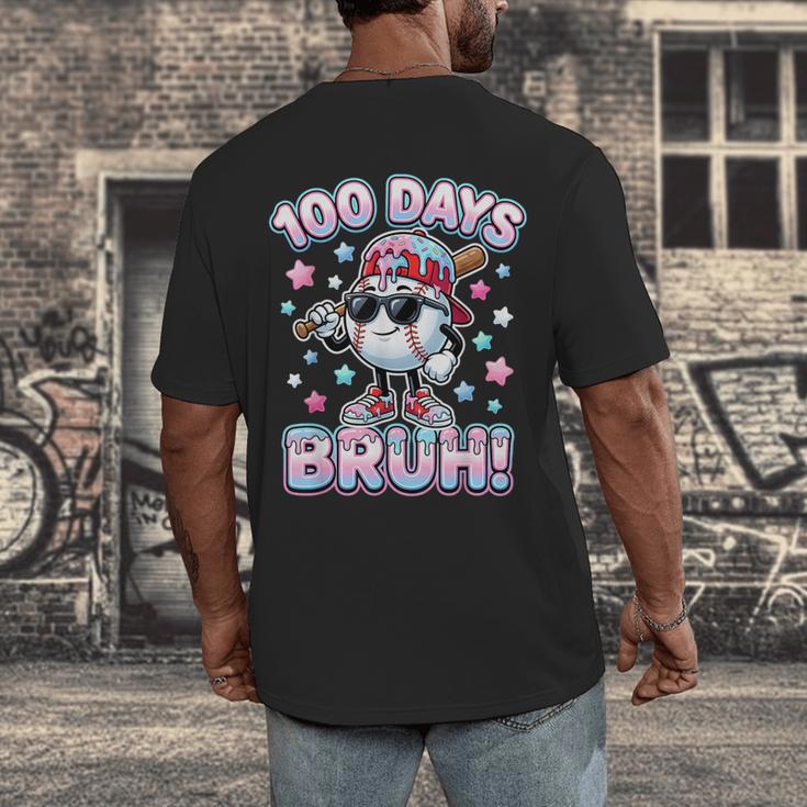 Baseball Ice Cram Drip 100 Days Of School 100th Boys Youth Men's Back Print T-Shirt Baseball Ice Cram Drip 100 Days Of School 100th Boys Youth Men's Back Print T-Shirt