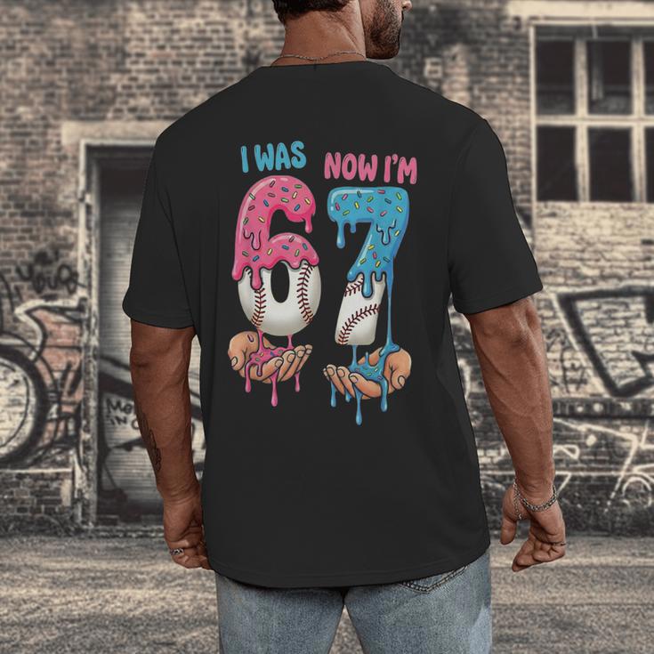 Baseball Ice Cream I Was 6 Now I'm 7 67 Birthday Boy Men's Back Print T-Shirt Baseball Ice Cream I Was 6 Now I'm 7 67 Birthday Boy Men's Back Print T-Shirt