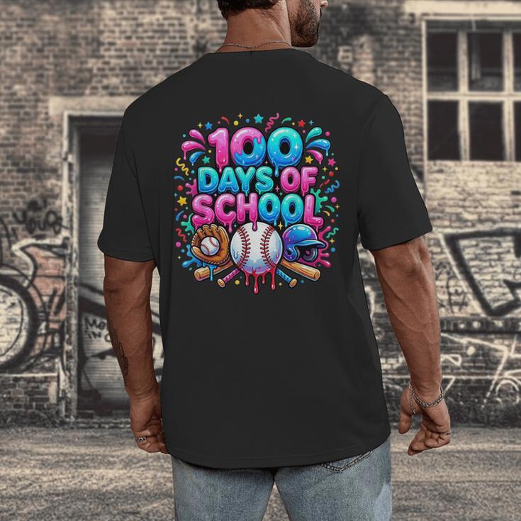Baseball Ice Cream Drip 100 Days Of School Student Teacher Men's Back Print T-Shirt Baseball Ice Cream Drip 100 Days Of School Student Teacher Men's Back Print T-Shirt