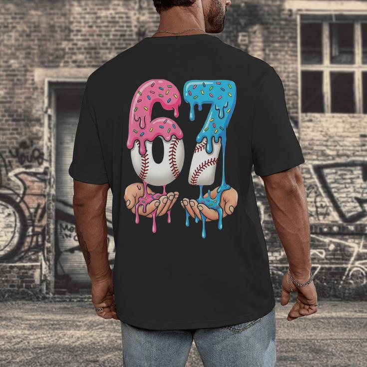 Baseball Ice Cream Drip 67 Hands Six Seven Boys Men's Back Print T-Shirt Baseball Ice Cream Drip 67 Hands Six Seven Boys Men's Back Print T-Shirt