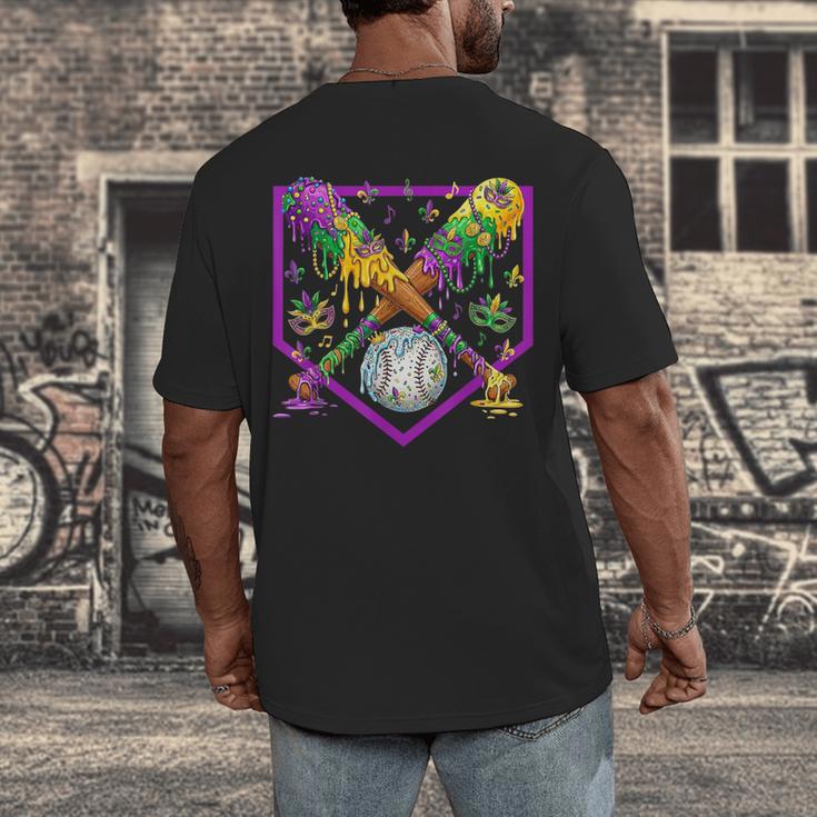 Baseball Ice Cream Drip Boys Mardi Gras Carnival Party Mask Men's Back Print T-Shirt Baseball Ice Cream Drip Boys Mardi Gras Carnival Party Mask Men's Back Print T-Shirt