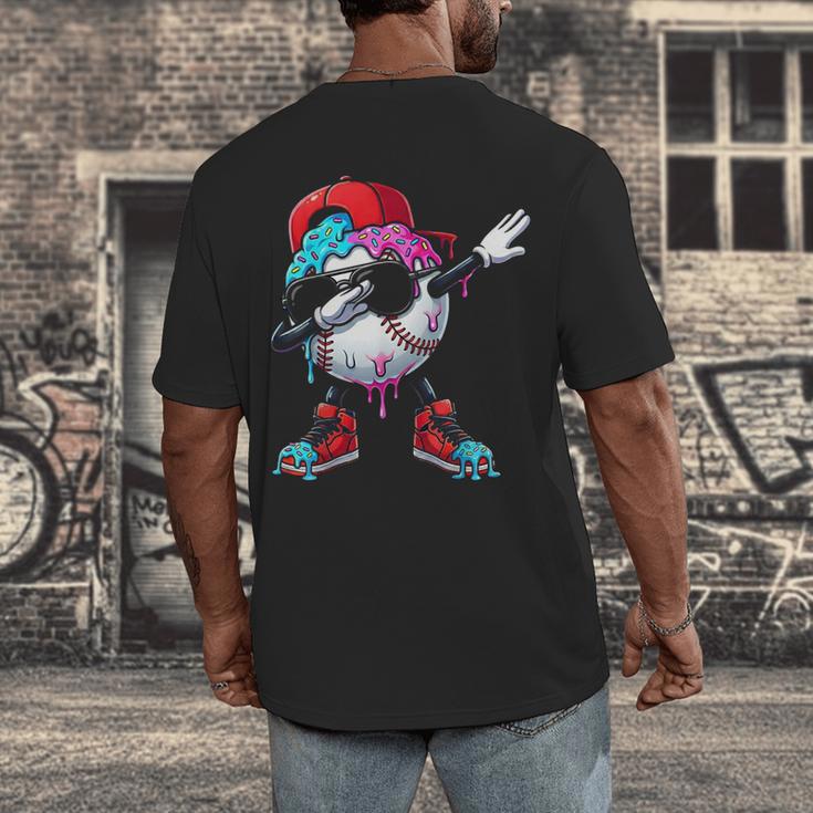 Baseball Ice Cream Drip Dabbing Sports Sprinkles For Boys Men's Back Print T-Shirt