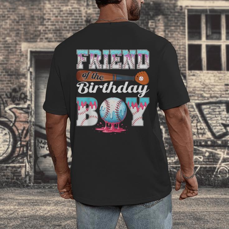 Baseball Ice Cream Drip Friend Of The Birthday Boy Men's Back Print T-Shirt