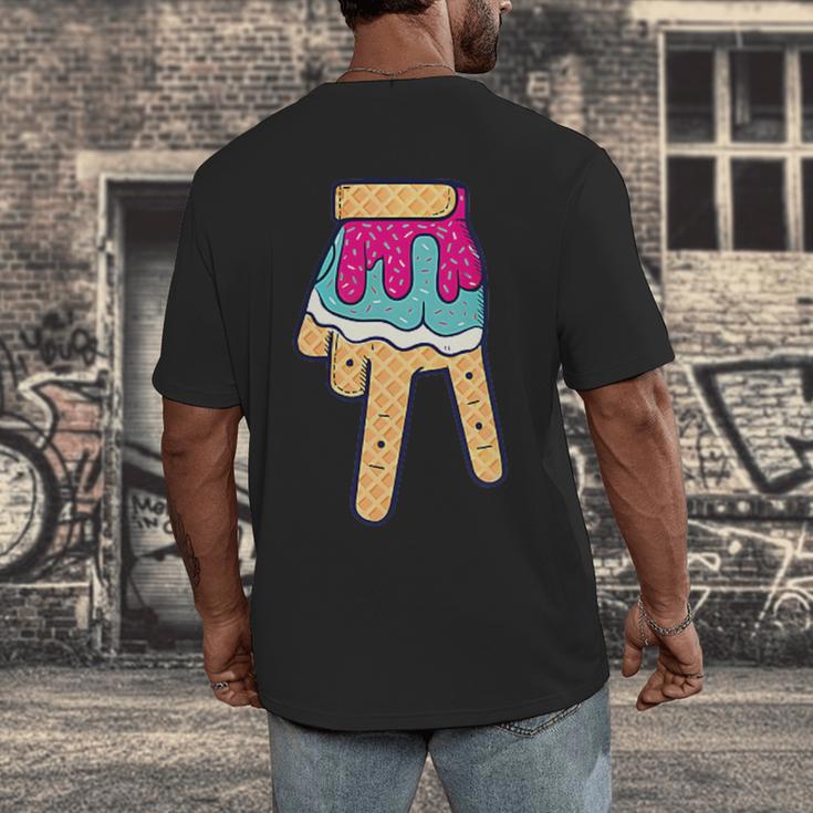 Baseball Ice Cream Drip Home Plate Glove Respect Drip 2 Side Men's Back Print T-Shirt Baseball Ice Cream Drip Home Plate Glove Respect Drip 2 Side Men's Back Print T-Shirt
