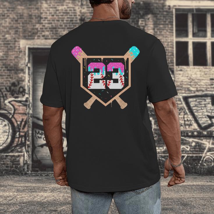Baseball Ice Cream Drip Number 23 Player 23rd Birthday Men's Back Print T-Shirt Baseball Ice Cream Drip Number 23 Player 23rd Birthday Men's Back Print T-Shirt