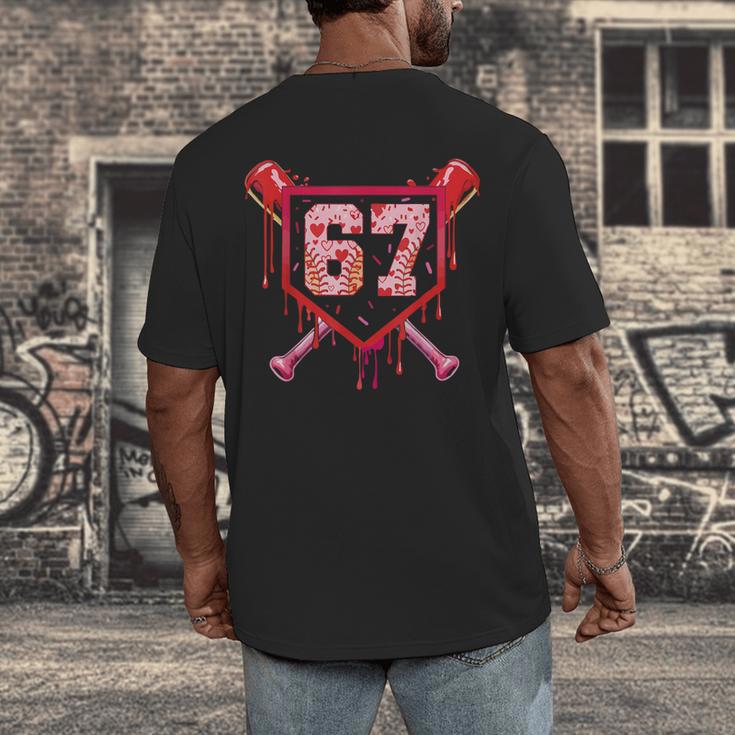 Baseball Ice Cream Drip Number 67 Meme Valentine Couple Love Men's Back Print T-Shirt Baseball Ice Cream Drip Number 67 Meme Valentine Couple Love Men's Back Print T-Shirt