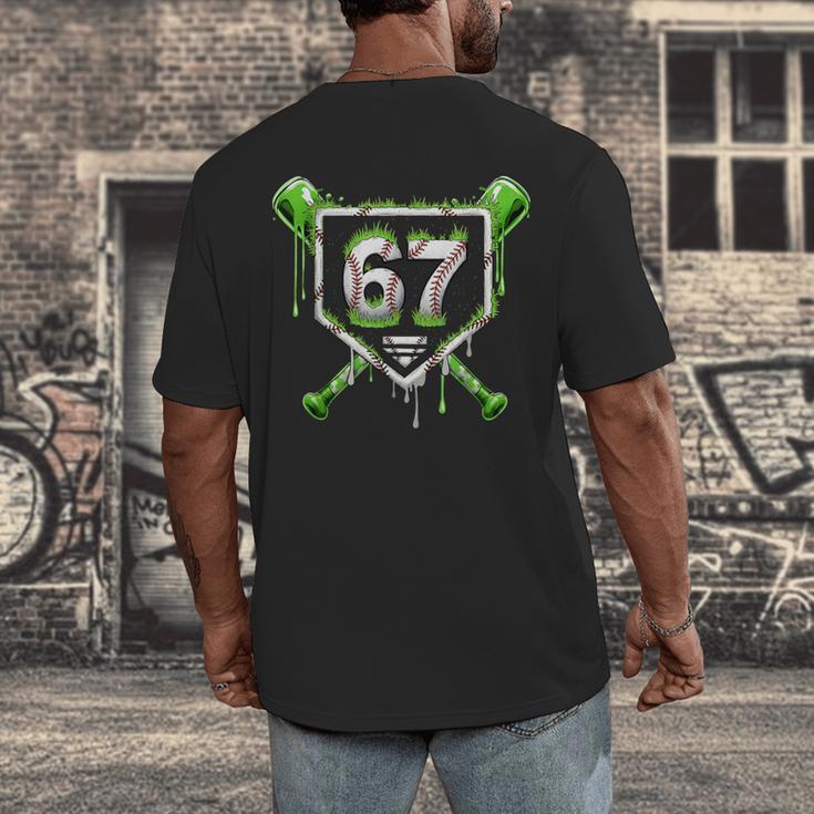 Baseball Ice Cream Drip Number 67 Player 67th Birthday Kids Men's Back Print T-Shirt Baseball Ice Cream Drip Number 67 Player 67th Birthday Kids Men's Back Print T-Shirt